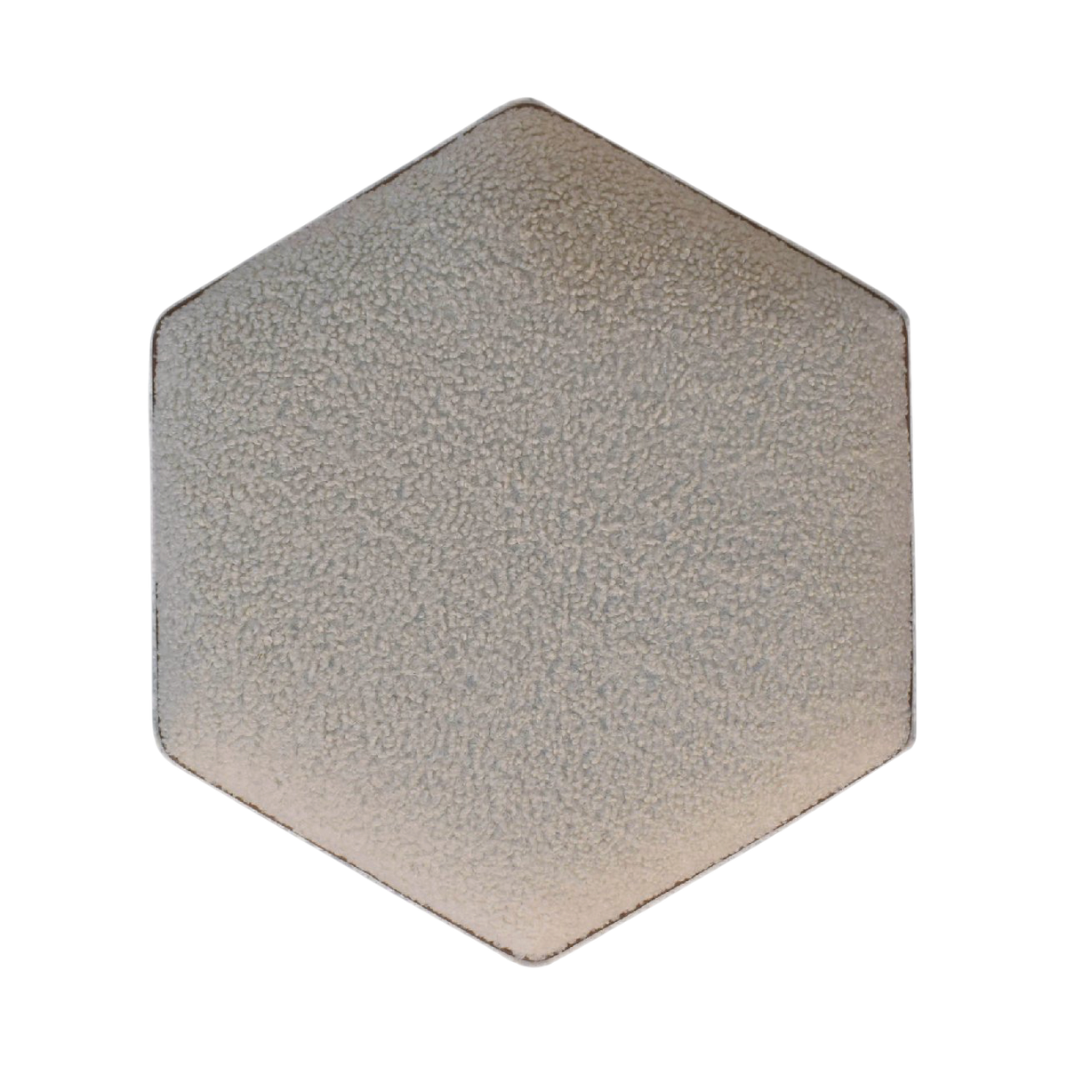 Oakhurst Hexagonal Footstool in Cream Bouclé with Tobacco Piping, shown from above.