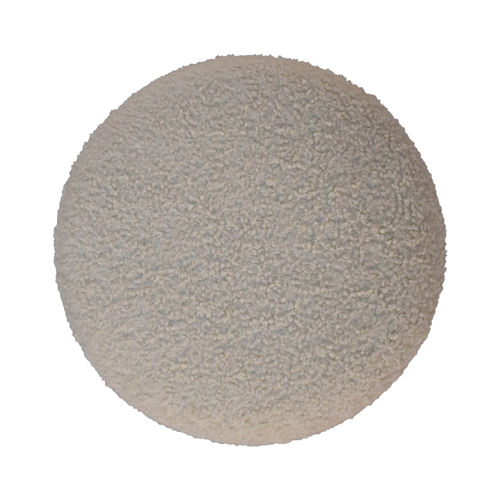 Oakhurst Round Footstool in Cream Bouclé, shown from above.