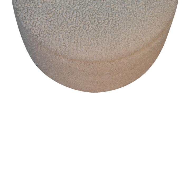 Close view of the bouclé on the Oakhurst Storage Footstool in Cream Bouclé.