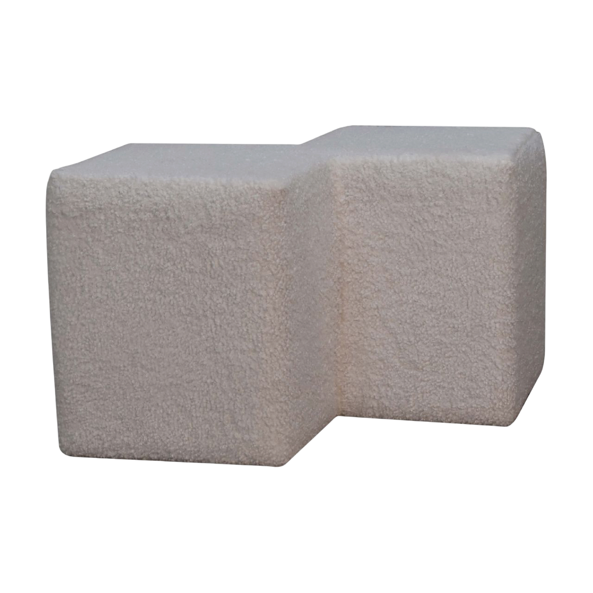 Oakhurst Twin Footstool in Alabaster Bouclé, three-quarter view showing the full profile.
