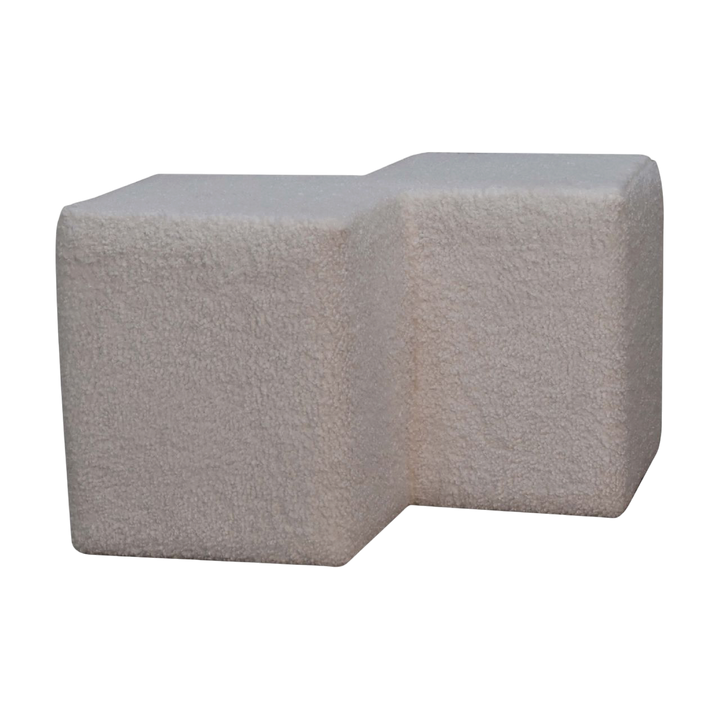 Oakhurst Twin Footstool in Alabaster Bouclé, three-quarter view showing the full profile.