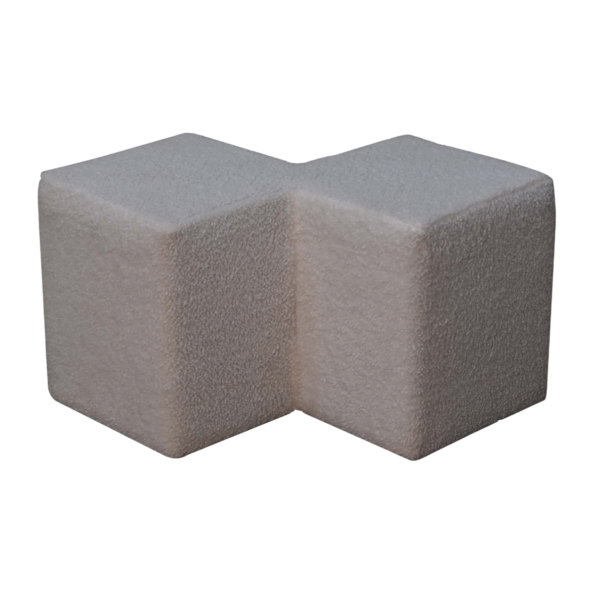 Oakhurst Twin Footstool in Alabaster Bouclé, side view showing the depth.
