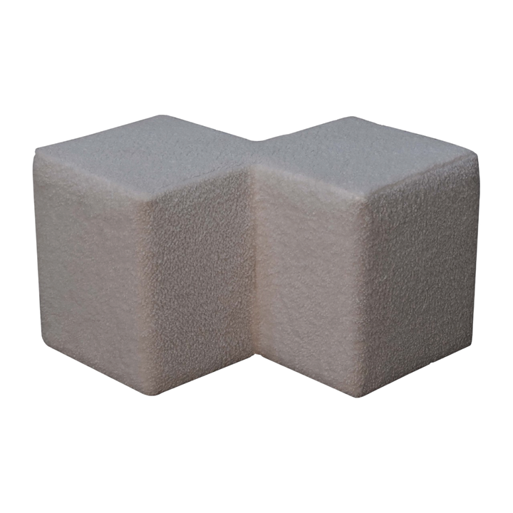 Oakhurst Twin Footstool in Alabaster Bouclé, side view showing the depth.