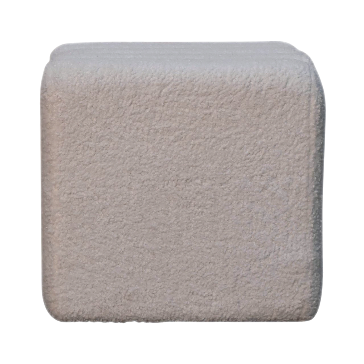 Oakhurst Wave Footstool in Alabaster Bouclé, side view showing the depth.