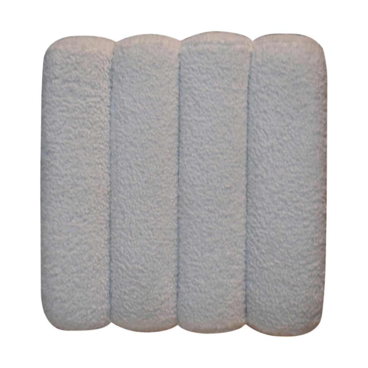 Close view of the buttoning on the Oakhurst Wave Footstool in Alabaster Bouclé.