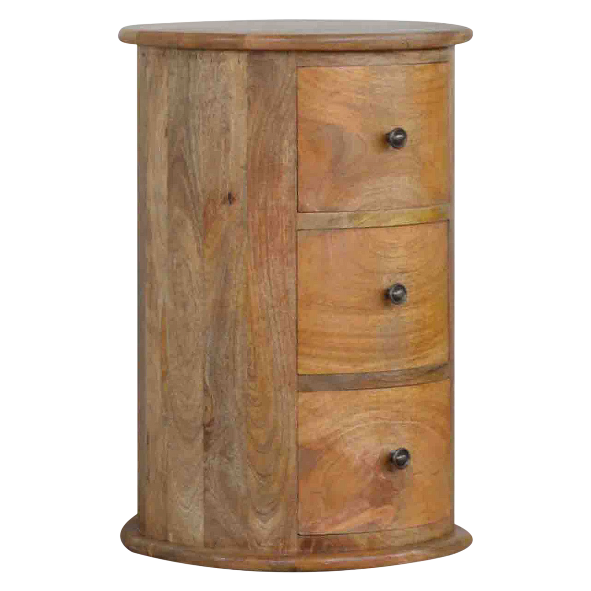 Odense 3-Drawer Drum Chest in Amber, three-quarter view showing the full profile.
