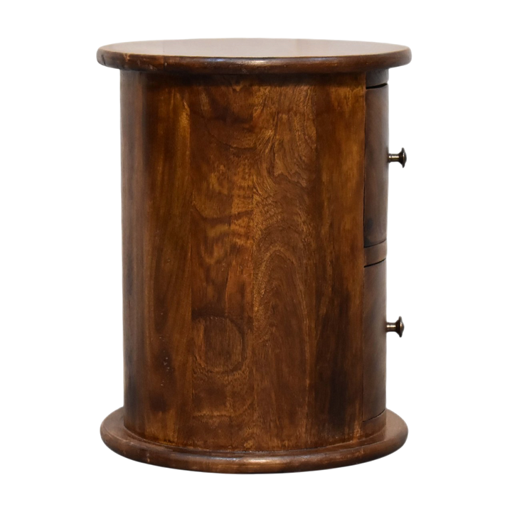 Odense Mini 2-Drawer Drum Chest in Chestnut, side view showing the depth.