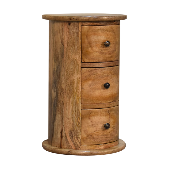 Odense Mini 3-Drawer Drum Chest in Amber, three-quarter view showing the full profile.