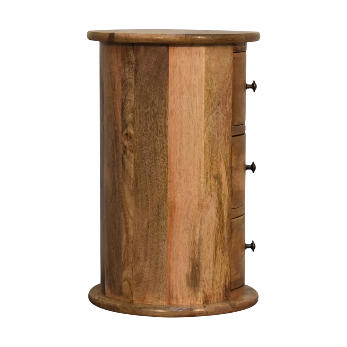 Odense Mini 3-Drawer Drum Chest in Amber, side view showing the depth.