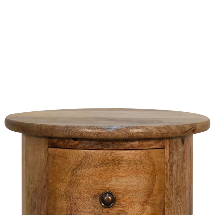 Close view of the top on the Odense Mini 3-Drawer Drum Chest in Amber.