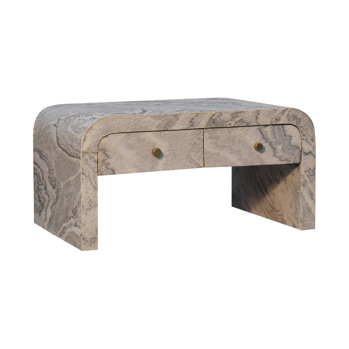 Palladio 4-Drawer Coffee Table in Stone, three-quarter view showing the full profile.