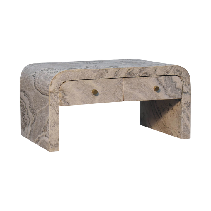 Palladio 4-Drawer Coffee Table in Stone, three-quarter view showing the full profile.