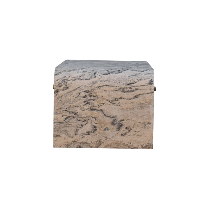 Palladio 4-Drawer Coffee Table in Stone, side view showing the depth.