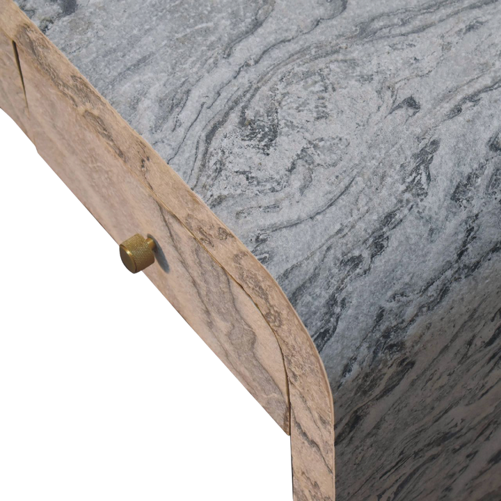 Close view of the top on the Palladio 4-Drawer Coffee Table in Stone.