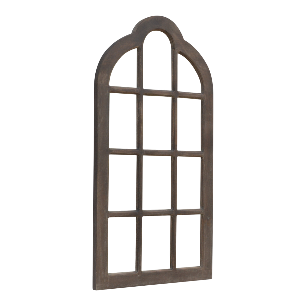 Palladio Arched Window Mirror in Espresso, three-quarter view from the opposite side.