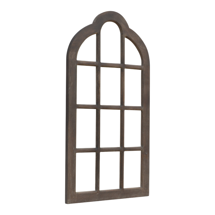 Palladio Arched Window Mirror in Espresso, three-quarter view from the opposite side.