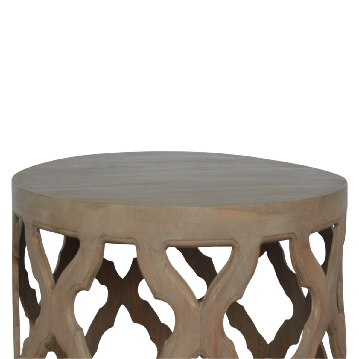 Palladio Carved Stool in Stone, three-quarter view showing the full profile.