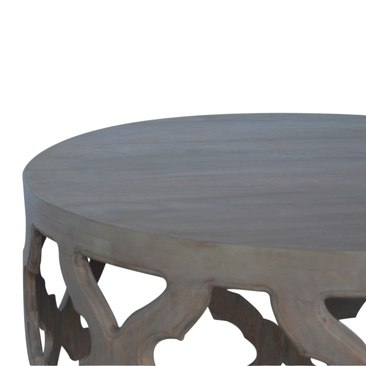 Palladio Carved Stool in Stone, three-quarter view from the opposite side.