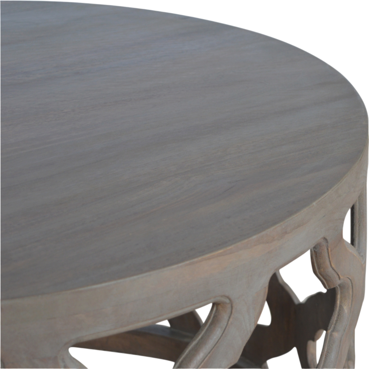 Palladio Carved Stool in Stone, shown from above.
