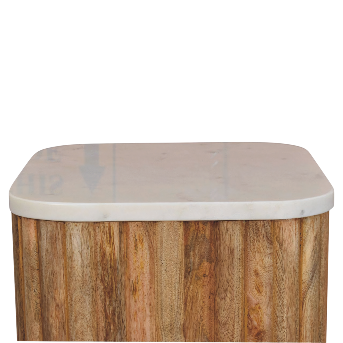 Palladio Square Marble Side Table in Amber, shown from above.