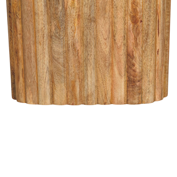 Close view of the base on the Palladio Square Marble Side Table in Amber.