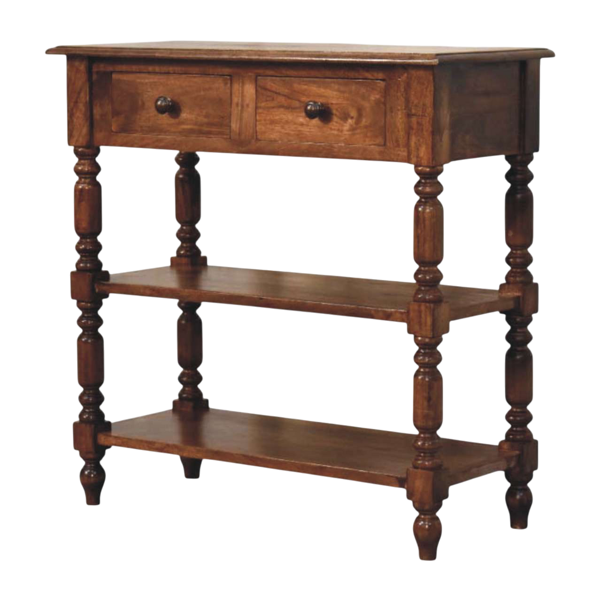 Petworth Side Table in Chestnut, three-quarter view showing the full profile.