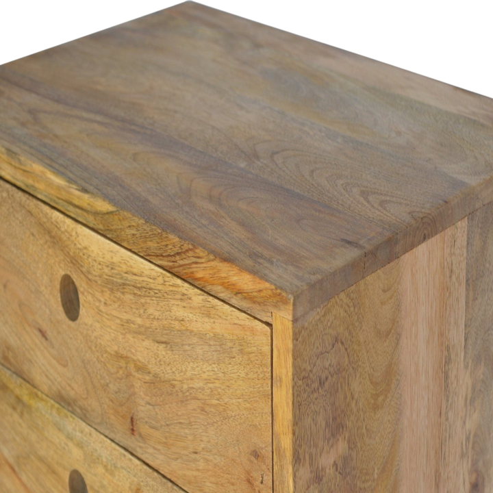 Close view of the top on the Pimlico 2-Drawer Wall-Mounted Bedside Table in Amber.