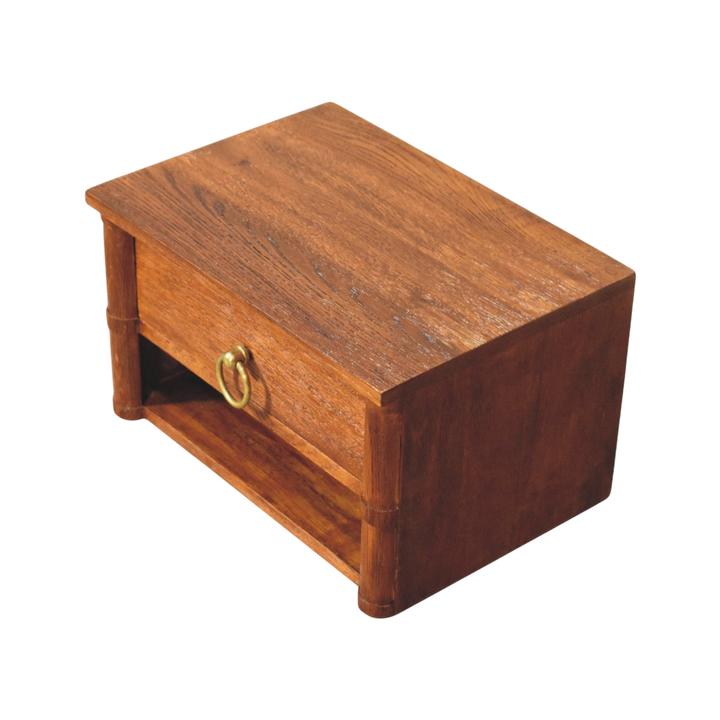 Pimlico Box Frame Wall-Mounted Bedside Table in Amber, side view showing the depth.