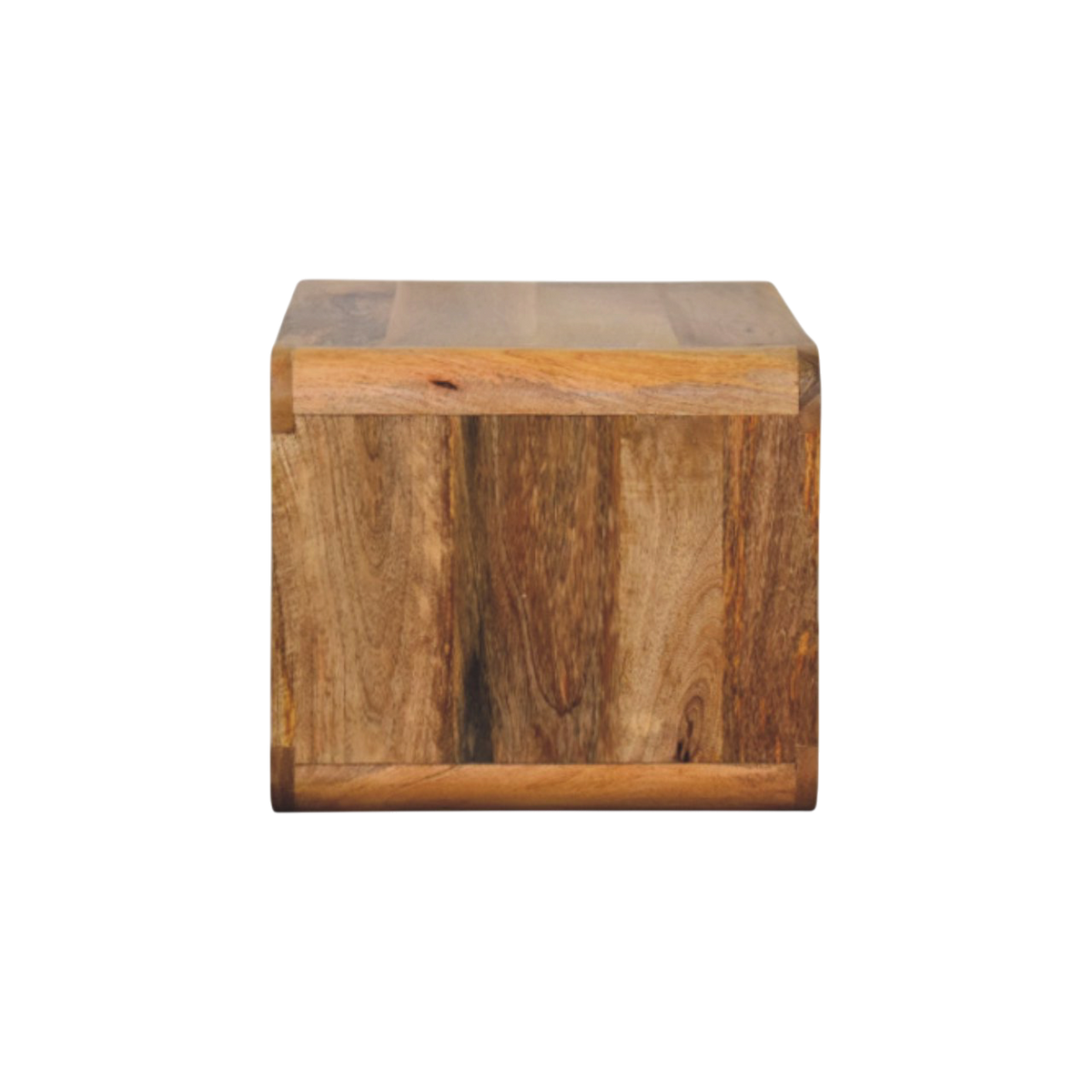 Pimlico Curved Wall-Mounted Bedside Table in Amber, side view showing the depth.