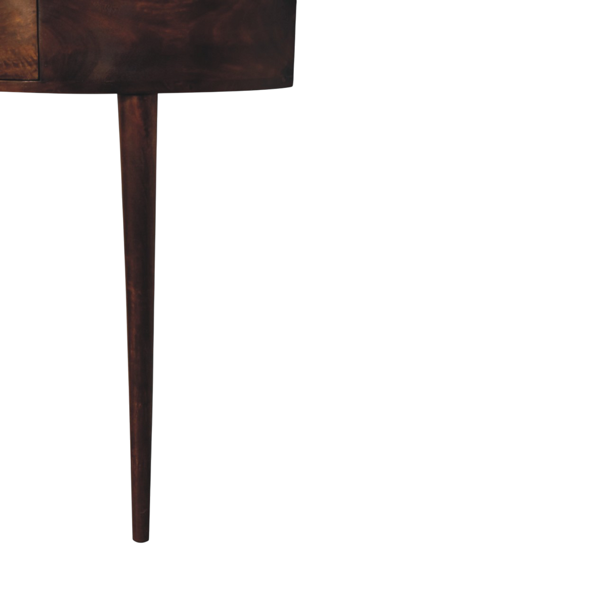 Close view of the legs on the Pimlico Leaning Console Table in Chestnut.
