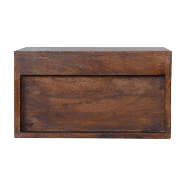 Pimlico Wall-Mounted Bedside Table in Chestnut, three-quarter view from the opposite side.