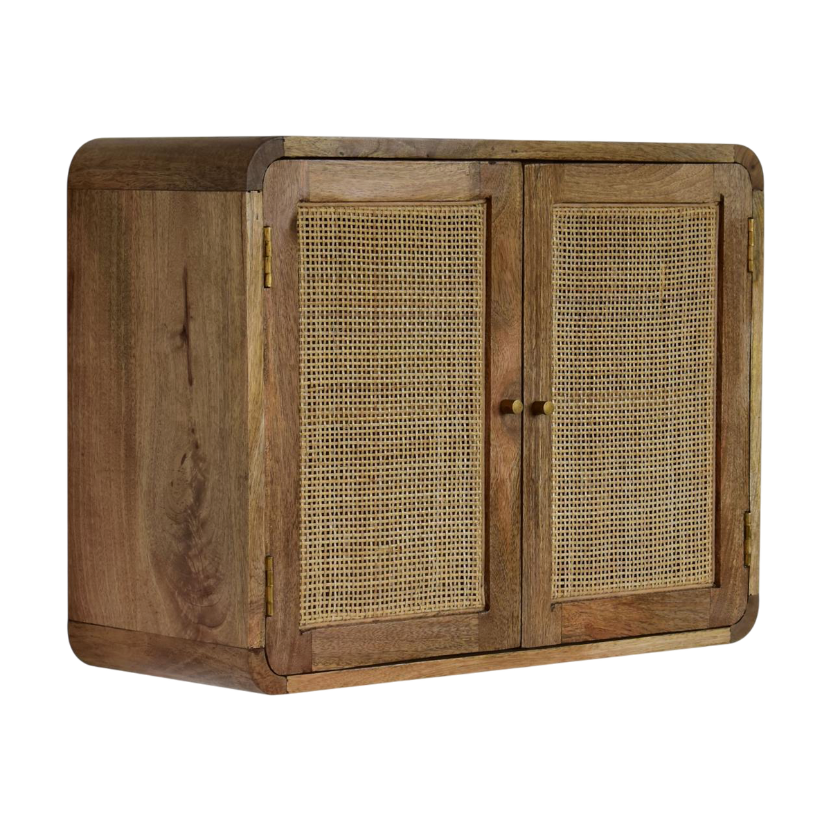 Pimlico Woven Wall Cabinet in Amber, three-quarter view showing the full profile.