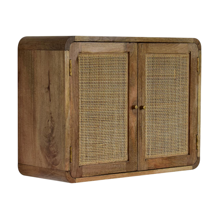 Pimlico Woven Wall Cabinet in Amber, three-quarter view showing the full profile.