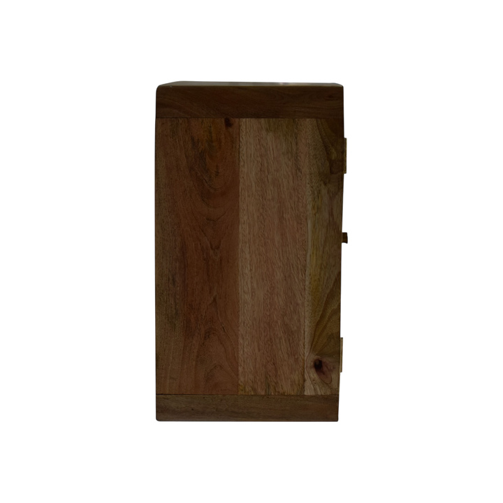 Pimlico Woven Wall Cabinet in Amber, side view showing the depth.