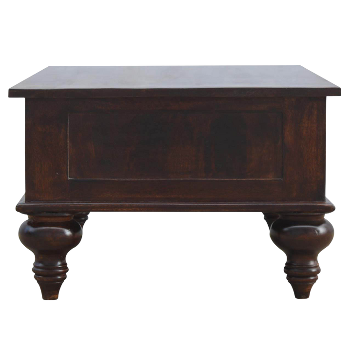 Radcliffe Library Table in Espresso, side view showing the depth.