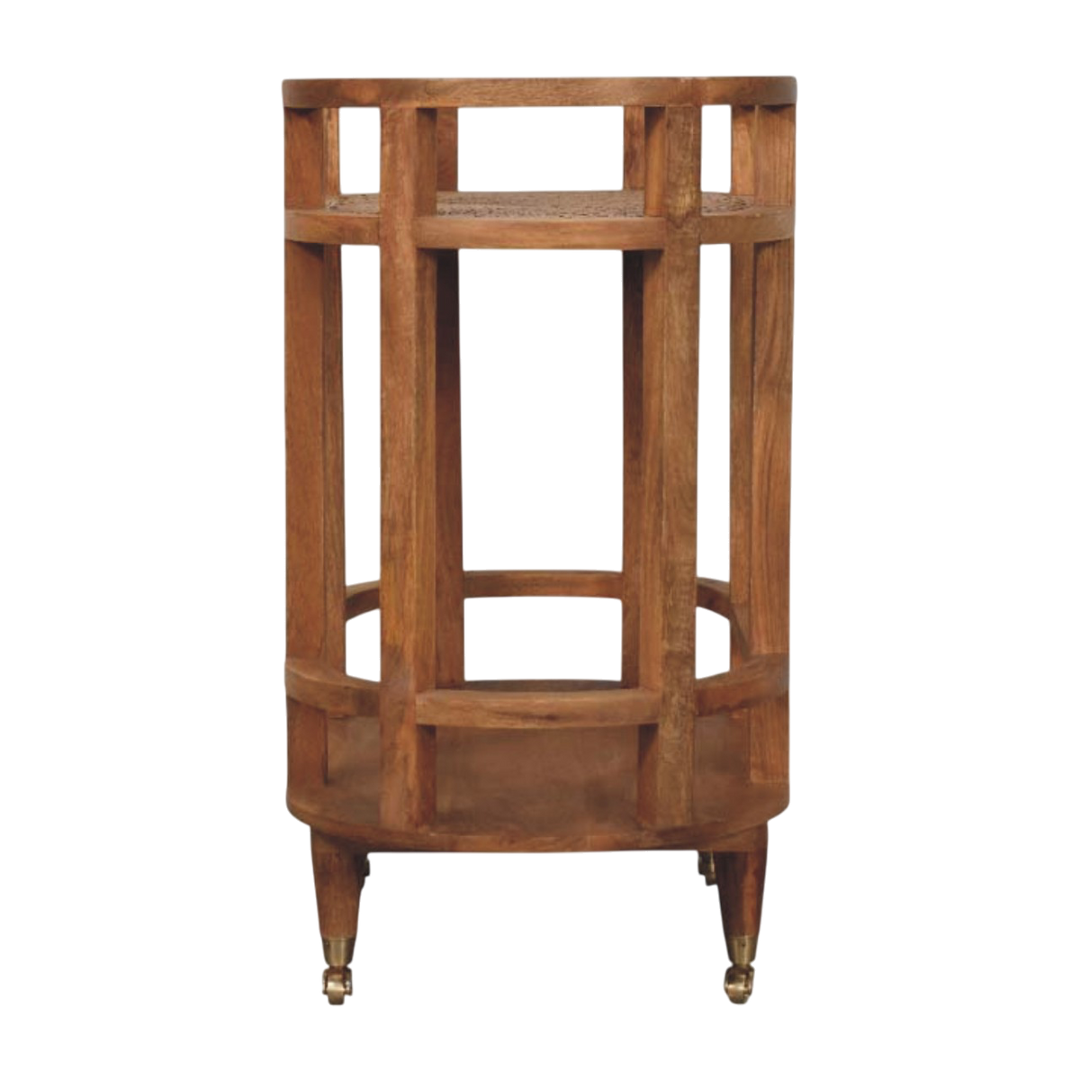 Savoy Bar Cart in Amber, side view showing the depth.