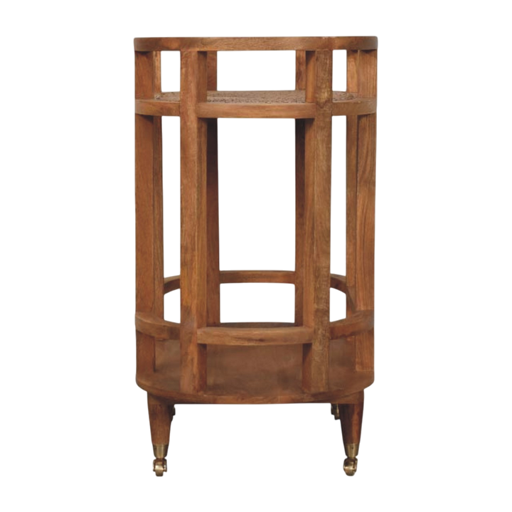 Savoy Bar Cart in Amber, side view showing the depth.