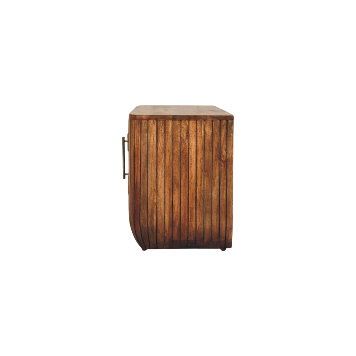 Savoy Fluted Media Unit in Russet, side view showing the depth.