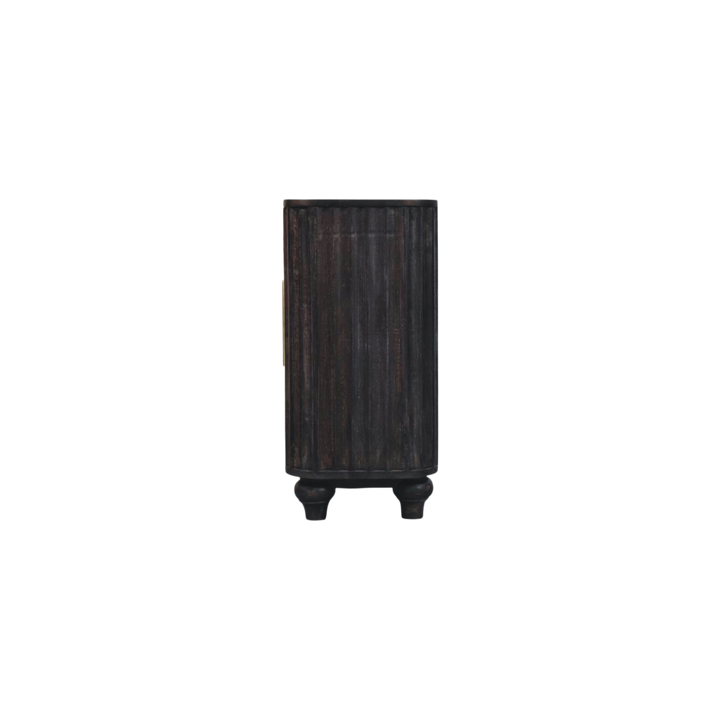 Savoy Fluted Sideboard in Charcoal, side view showing the depth.