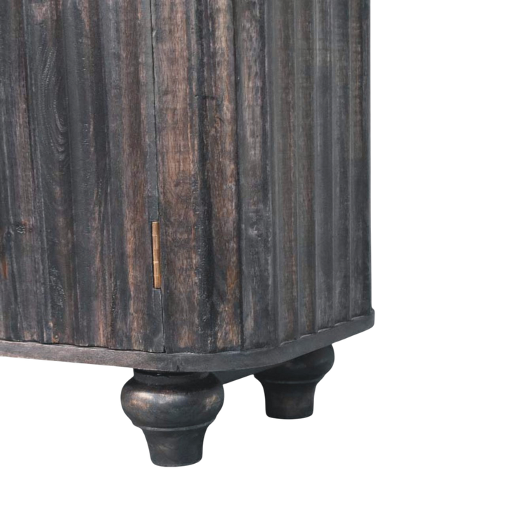 Close view of the feet on the Savoy Fluted Sideboard in Charcoal.