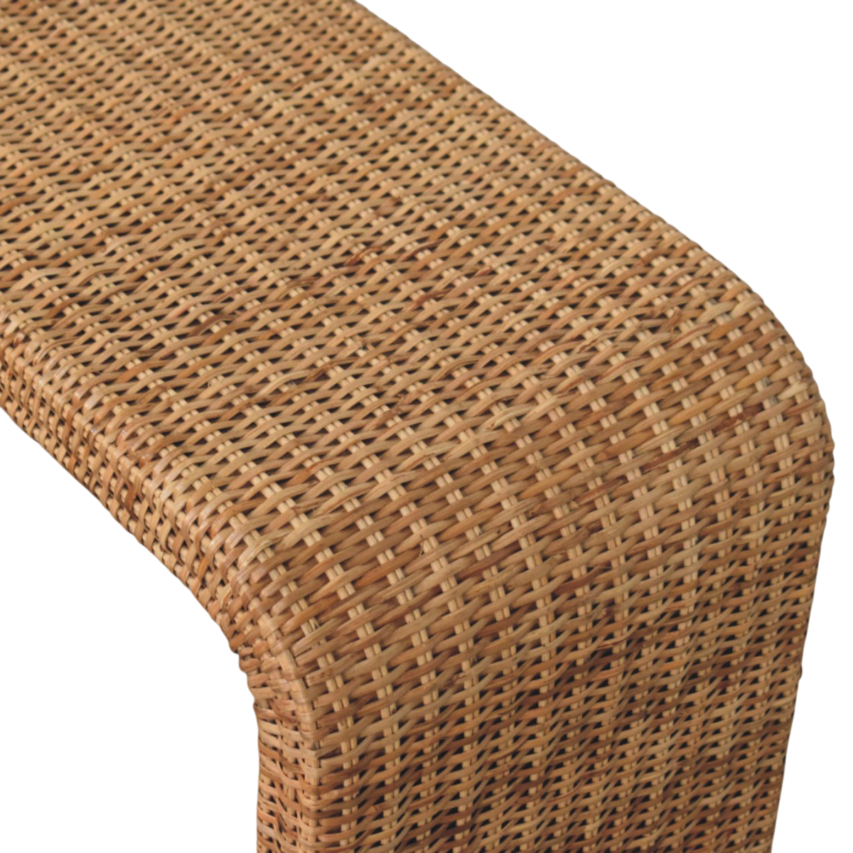 Close view of the woven texture on the Serafina Waterfall Bench.