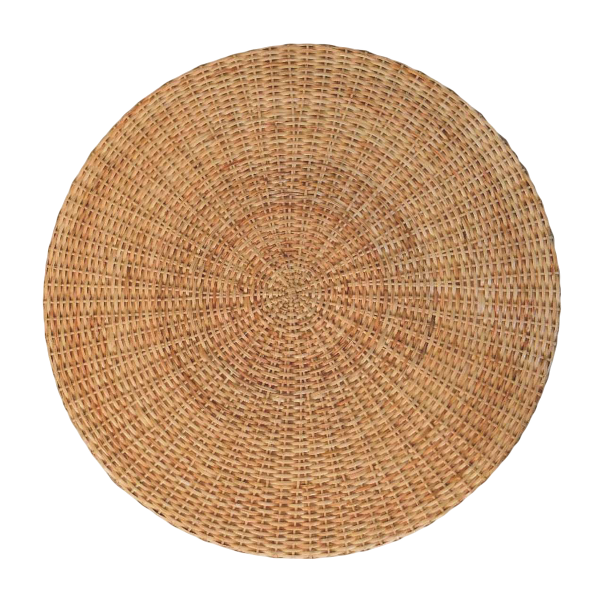 Serafina Woven Drum Table with Ball Feet, viewed from above.