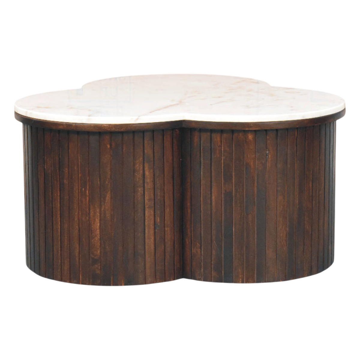 Siena Marble Coffee Table in Espresso, three-quarter view showing the full profile.