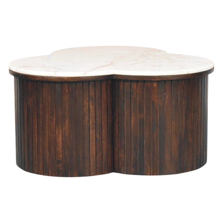 Siena Marble Coffee Table in Espresso, three-quarter view showing the full profile.