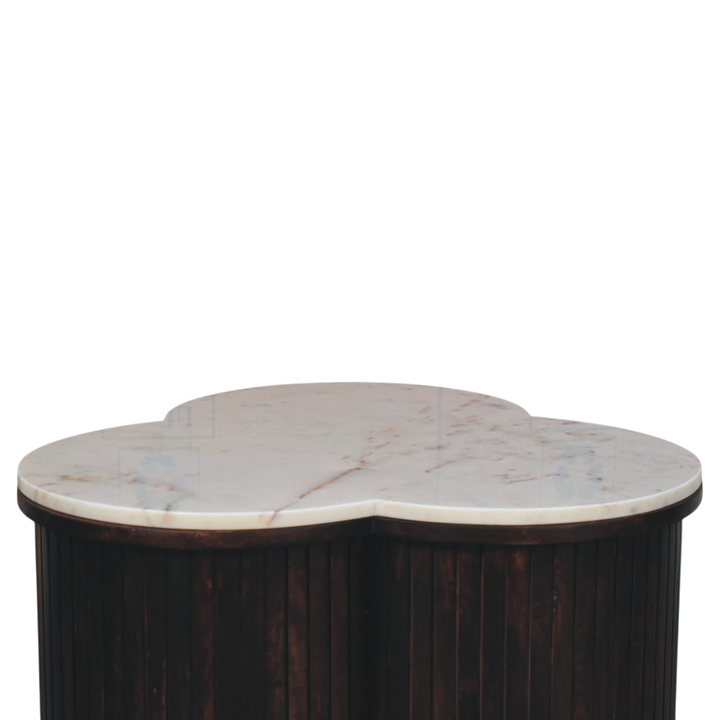 Siena Marble Coffee Table in Espresso, side view showing the depth.