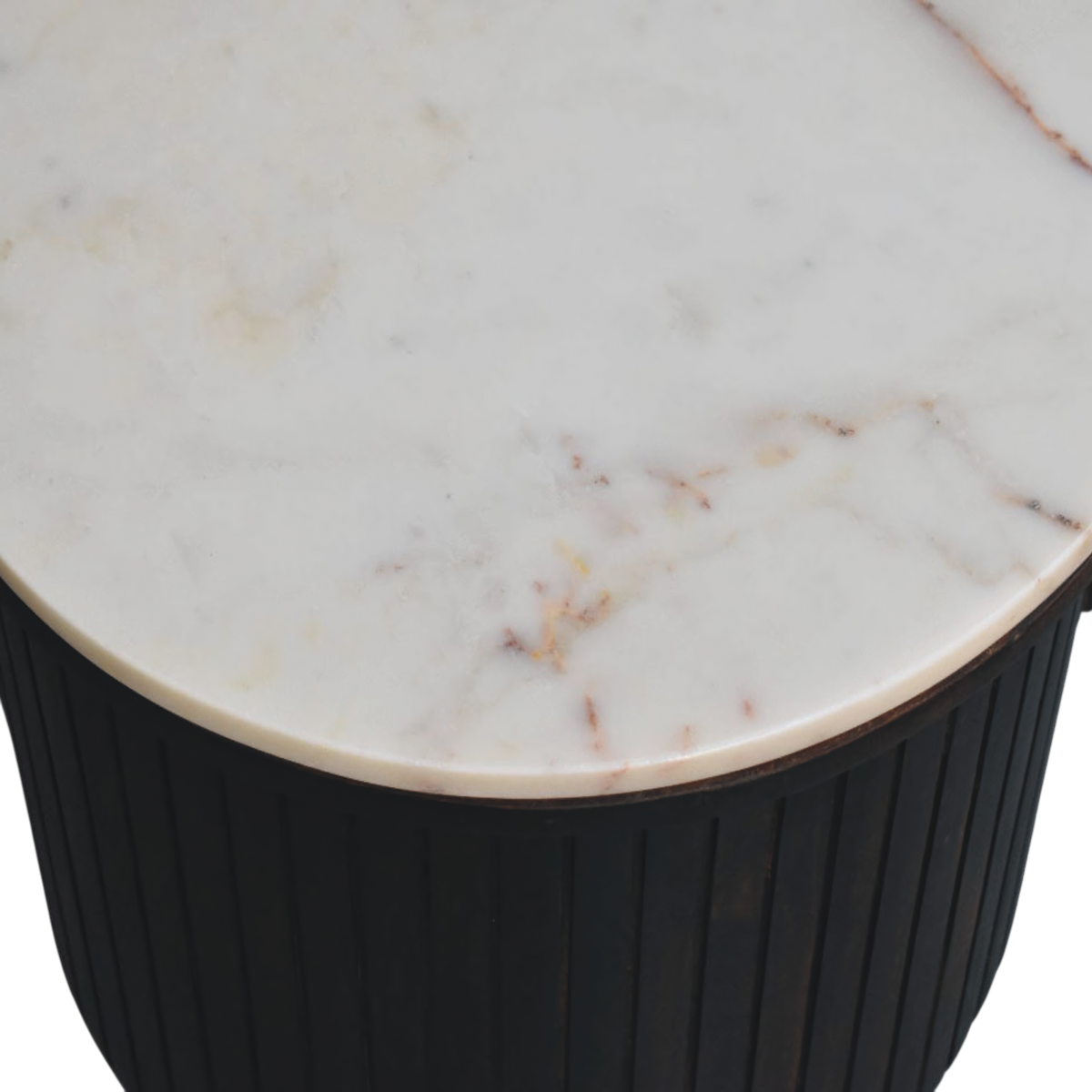 Close view of the top on the Siena Marble Coffee Table in Espresso.