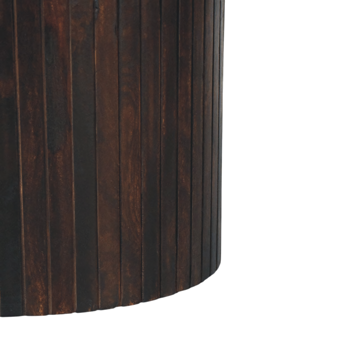 Close view of the base on the Siena Marble Coffee Table in Espresso.