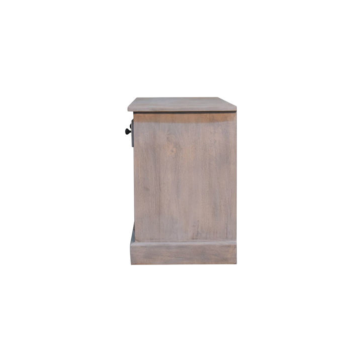Sigtuna Basket Media Unit in Stone, side view showing the depth.