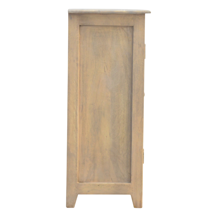 Sigtuna Compact Glazed Sideboard in Stone, side view showing the depth.