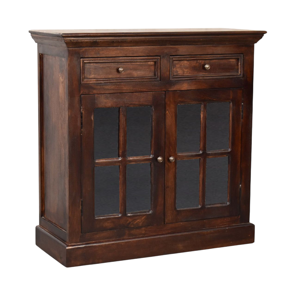 Sigtuna Glazed Cabinet in Cocoa, three-quarter view showing the full profile.
